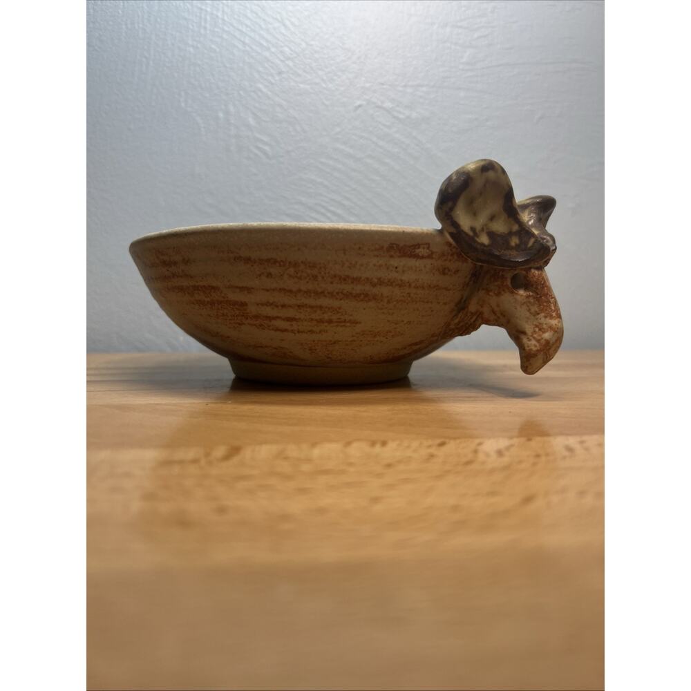 3D Moose Head Bowl Pottery Signed Beaver MAMOO Bull Ceramic Clay Earthen Ware